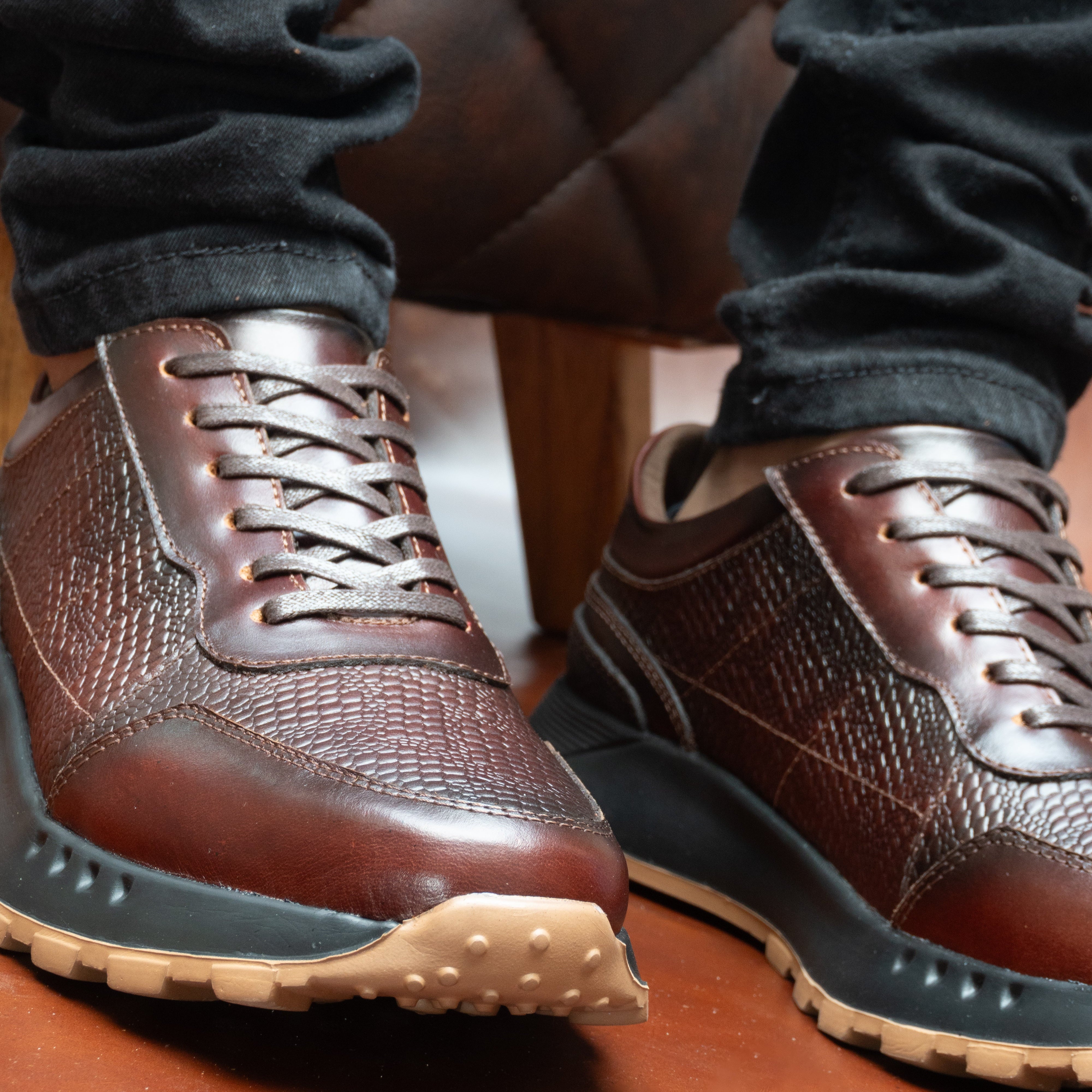 Tenis de cuero para hombre Liam Cogñac