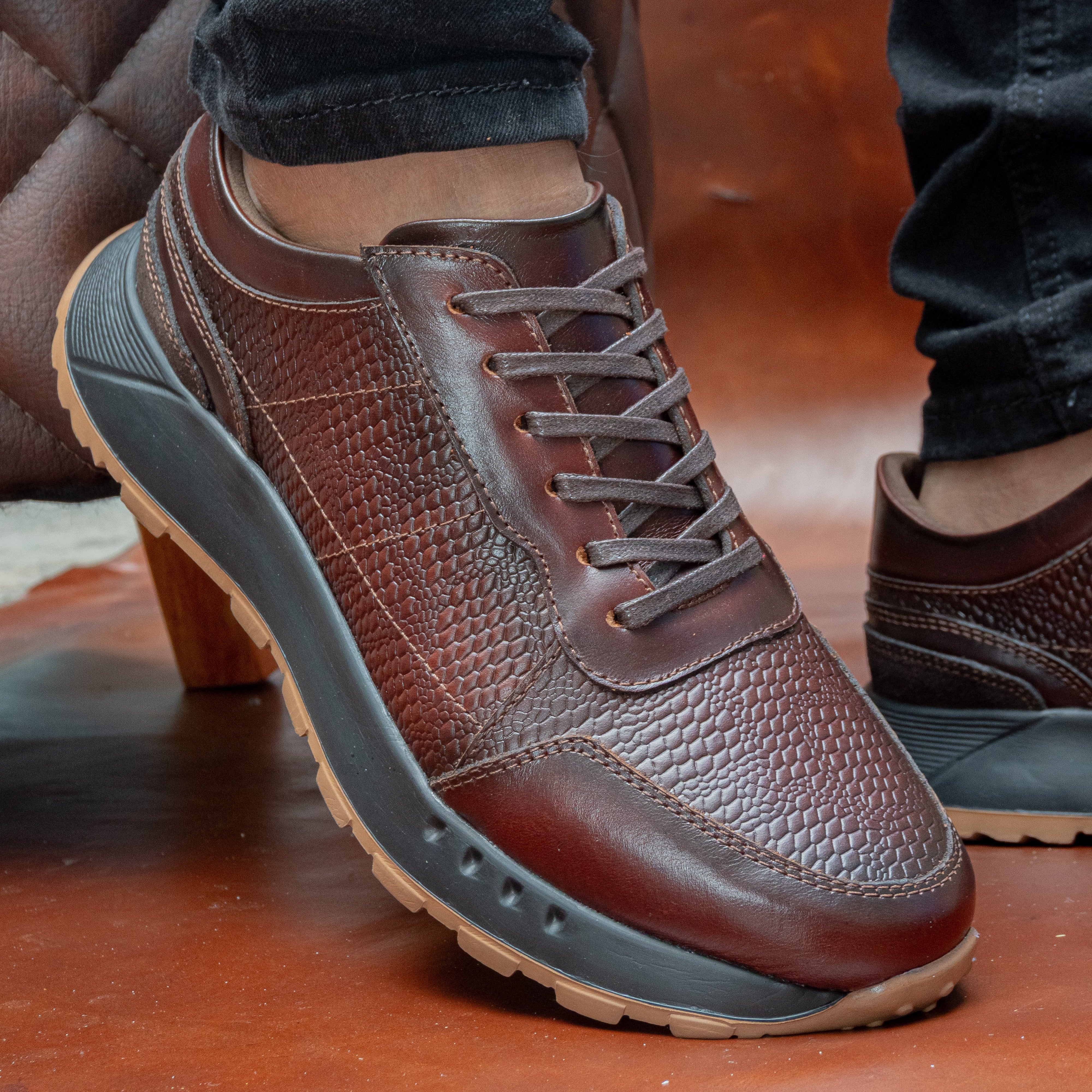 Tenis de cuero para hombre Liam Cogñac