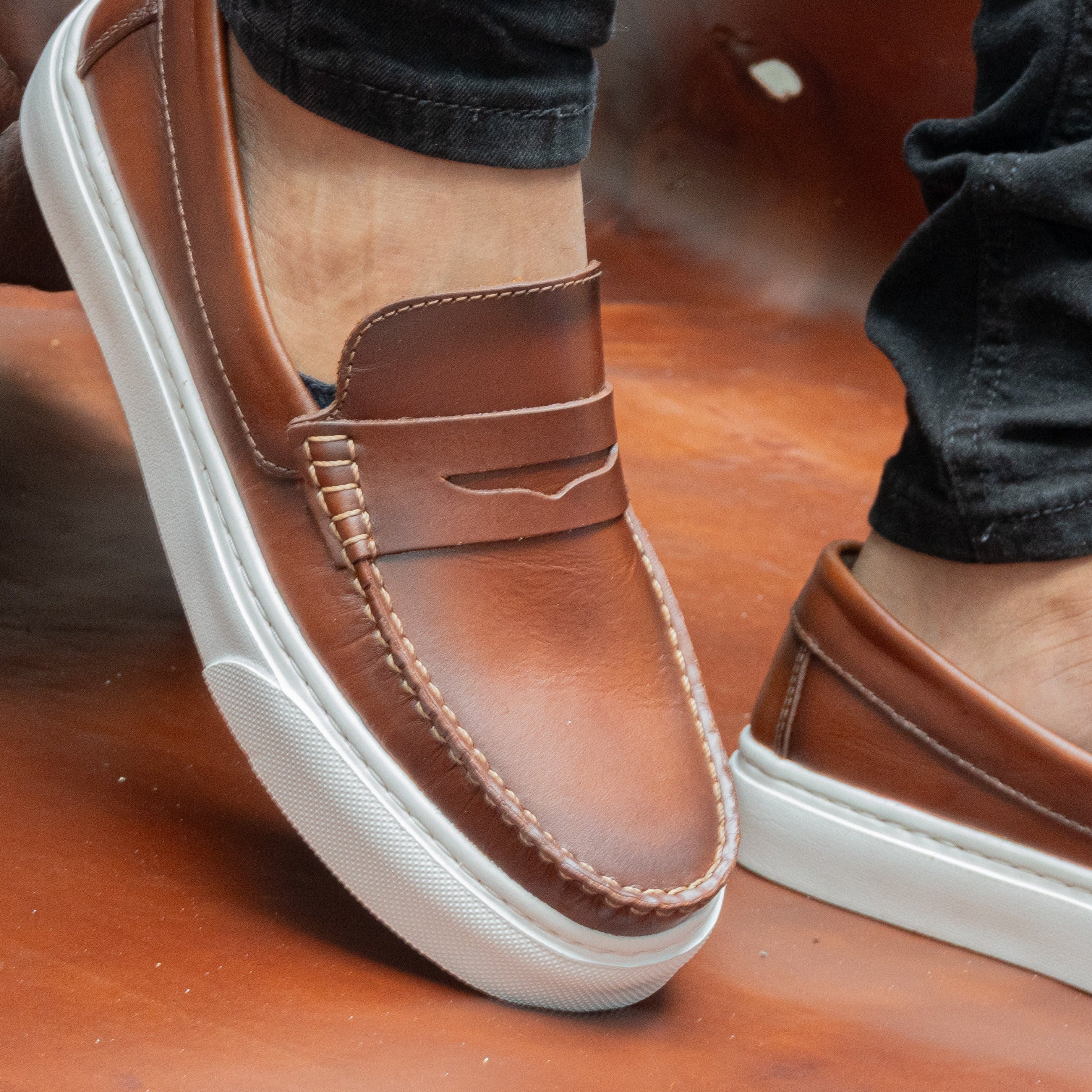 Mocasin Penny Loafers - Miel Aerografo