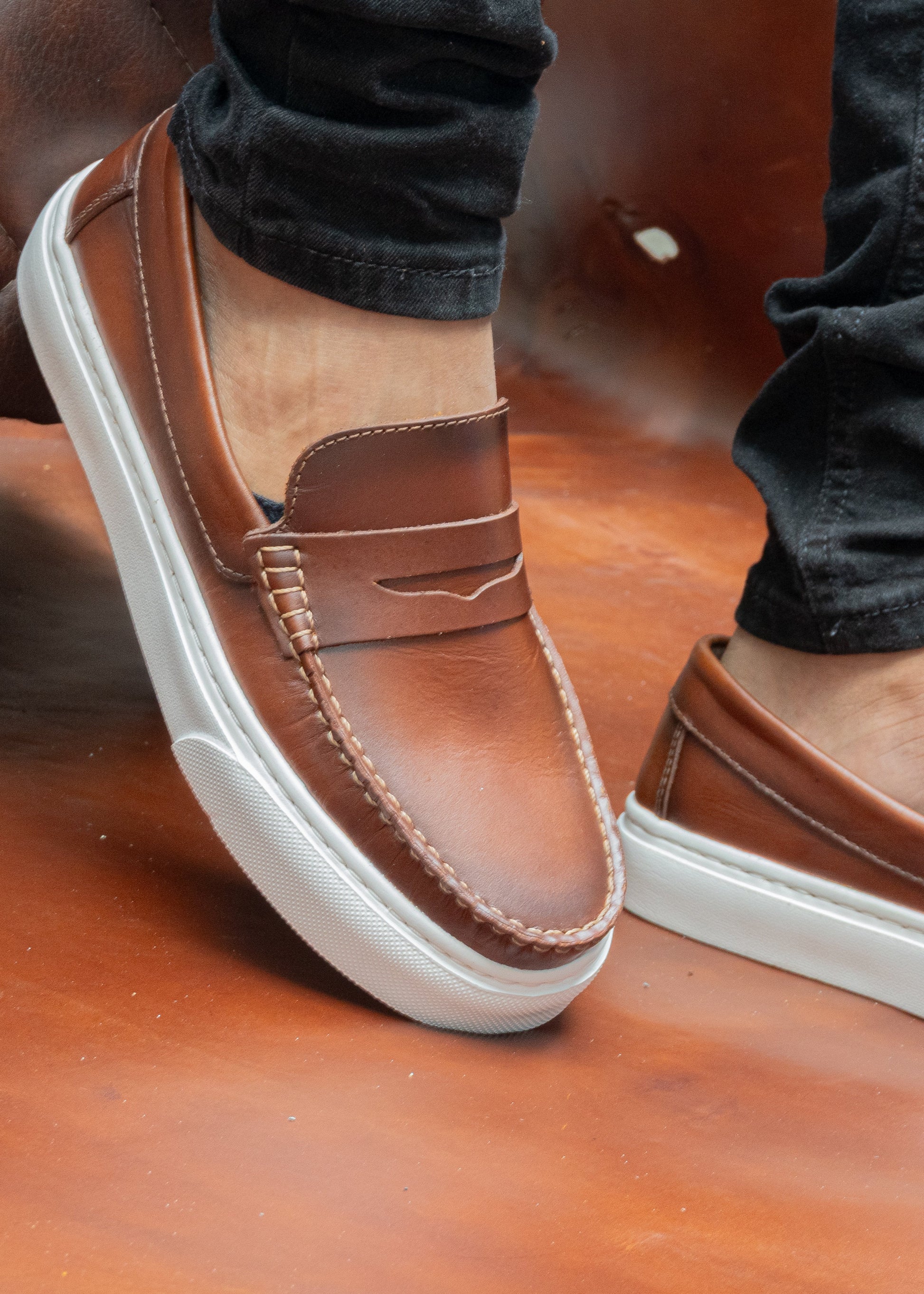 Mocasin Penny Loafers - Miel Aerografo