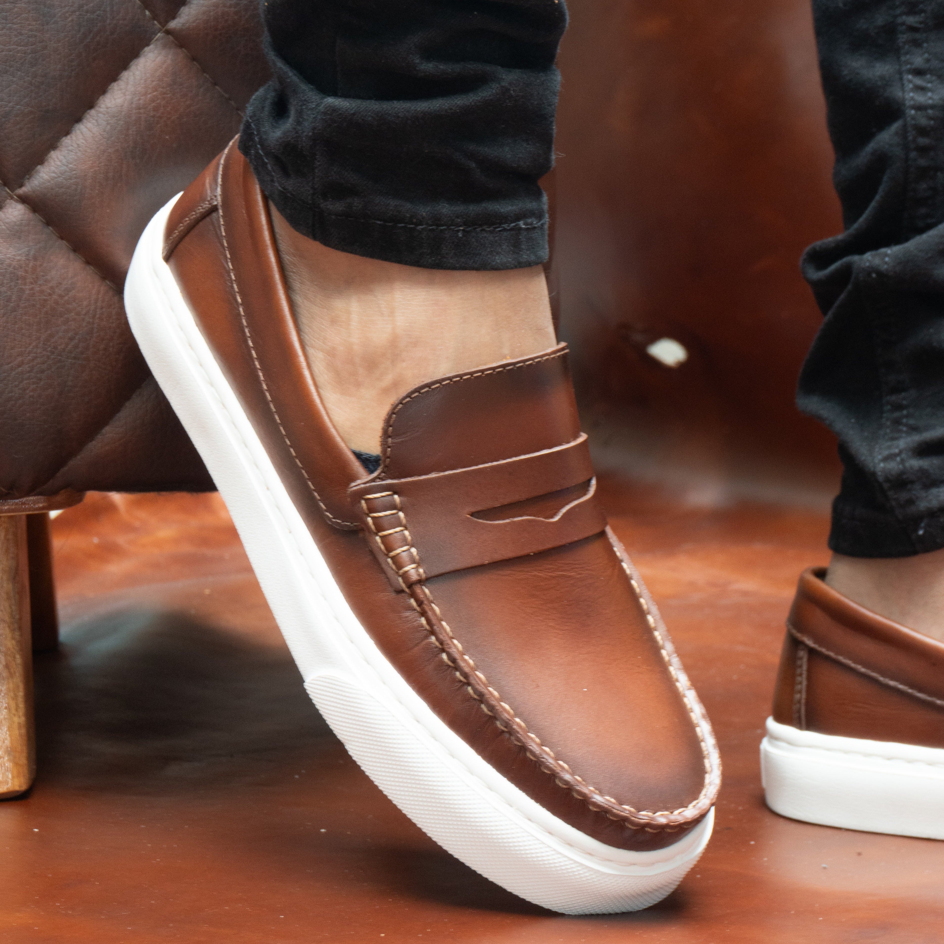 Mocasin Penny Loafers - Miel Aerografo