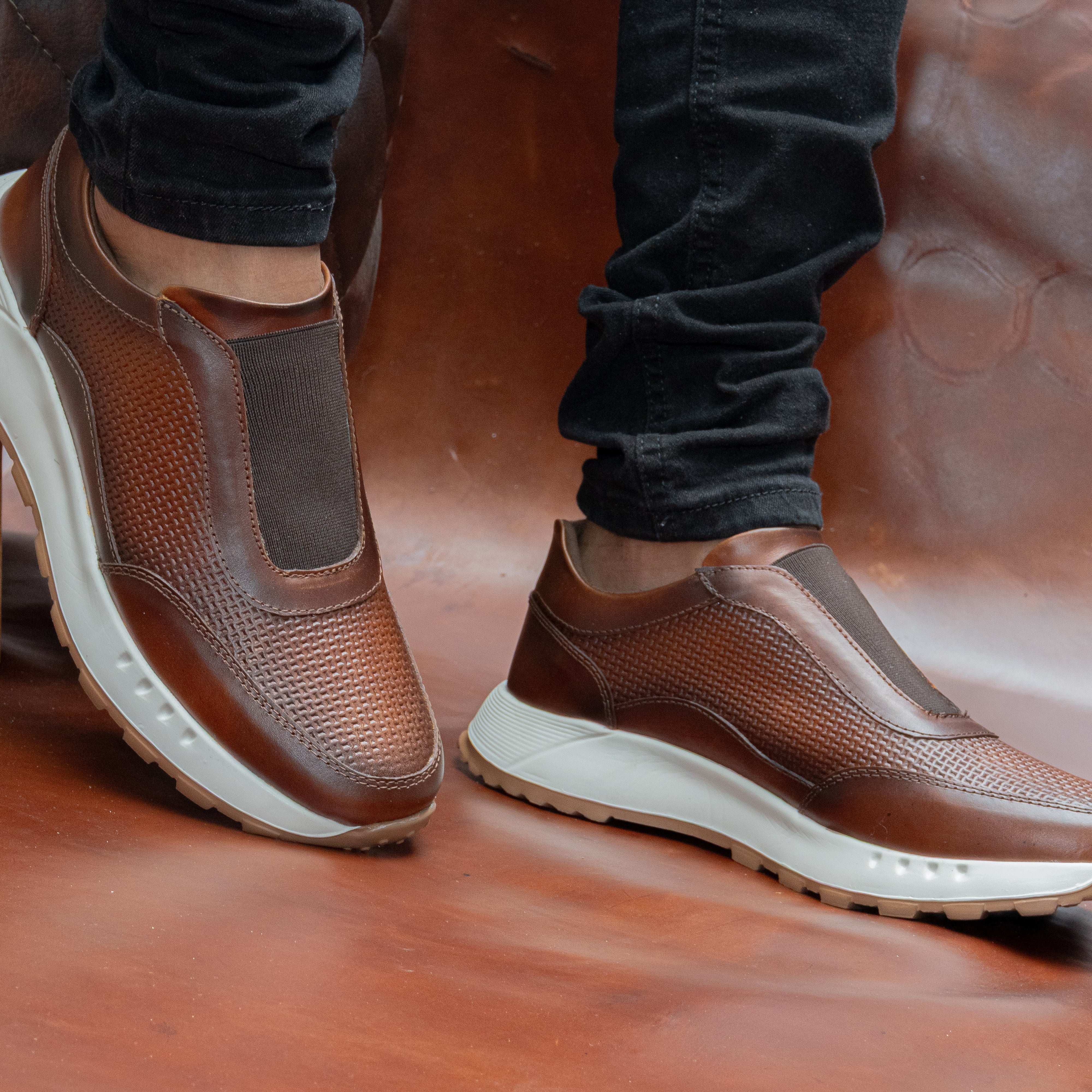 Tenis de cuero para hombre Thiago Miel