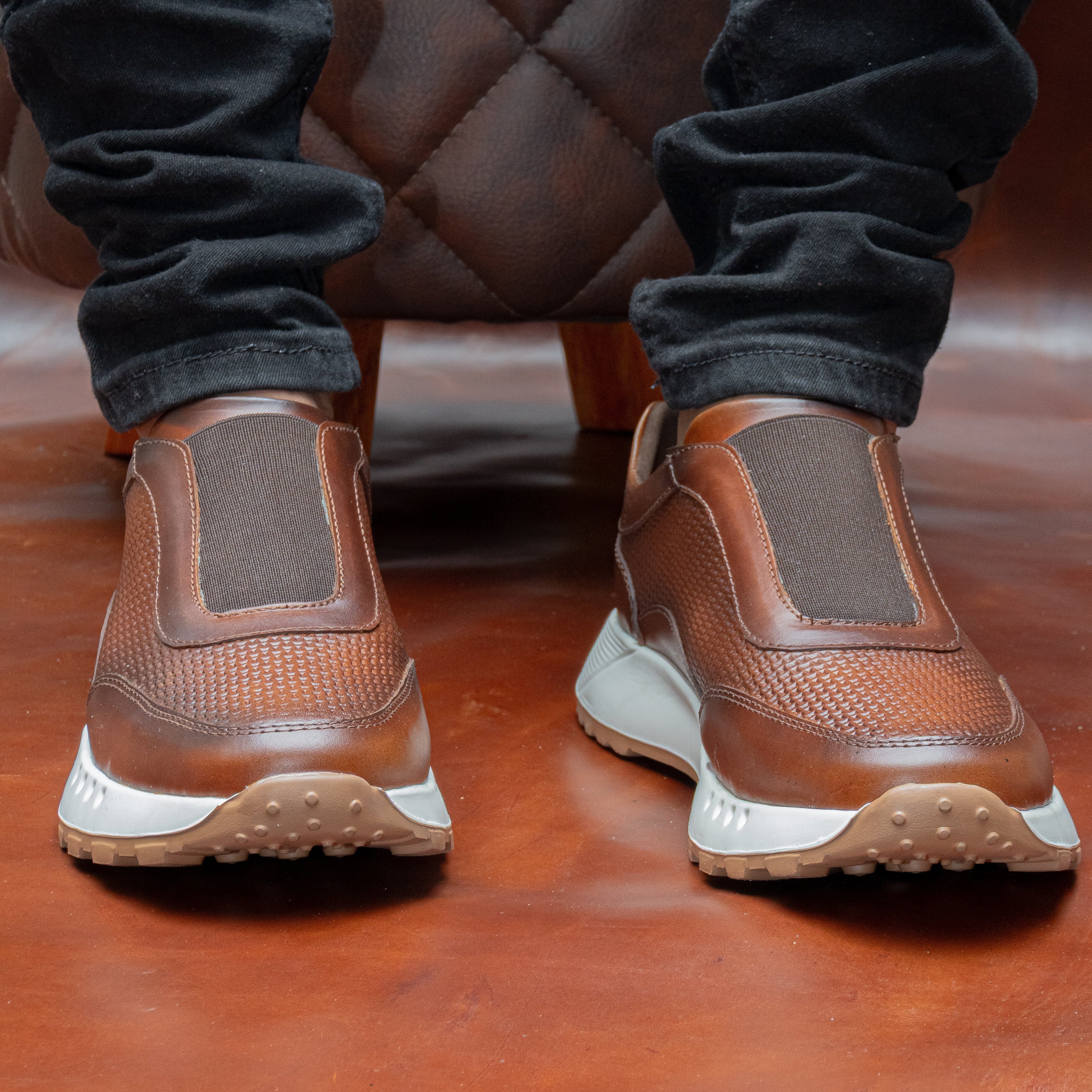 Tenis de cuero para hombre Thiago Miel