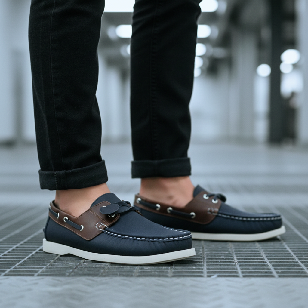 Mocasin Apache Combinado - Azul Cogñac