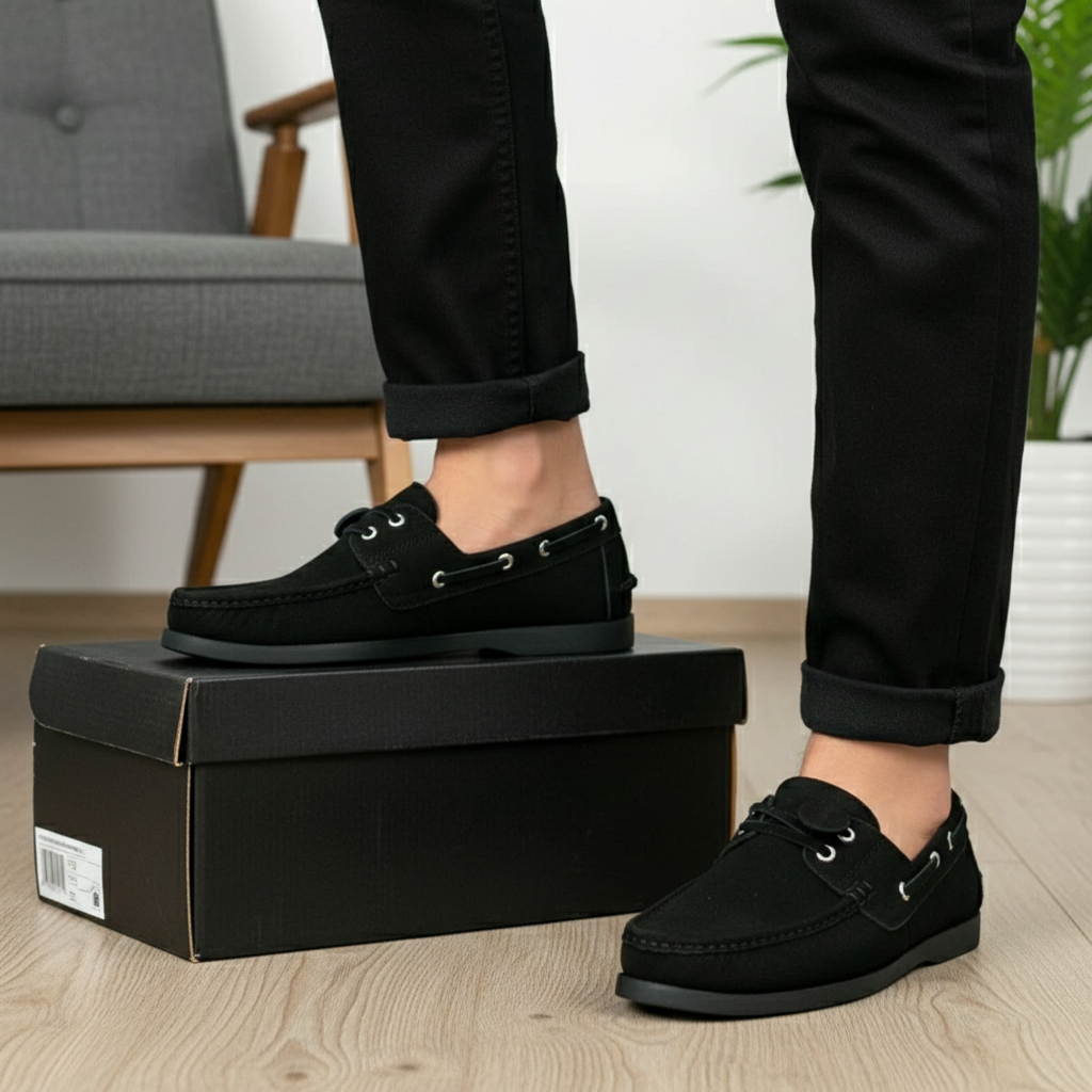 Mocasin Apache Unicolor - Nobuck Negro