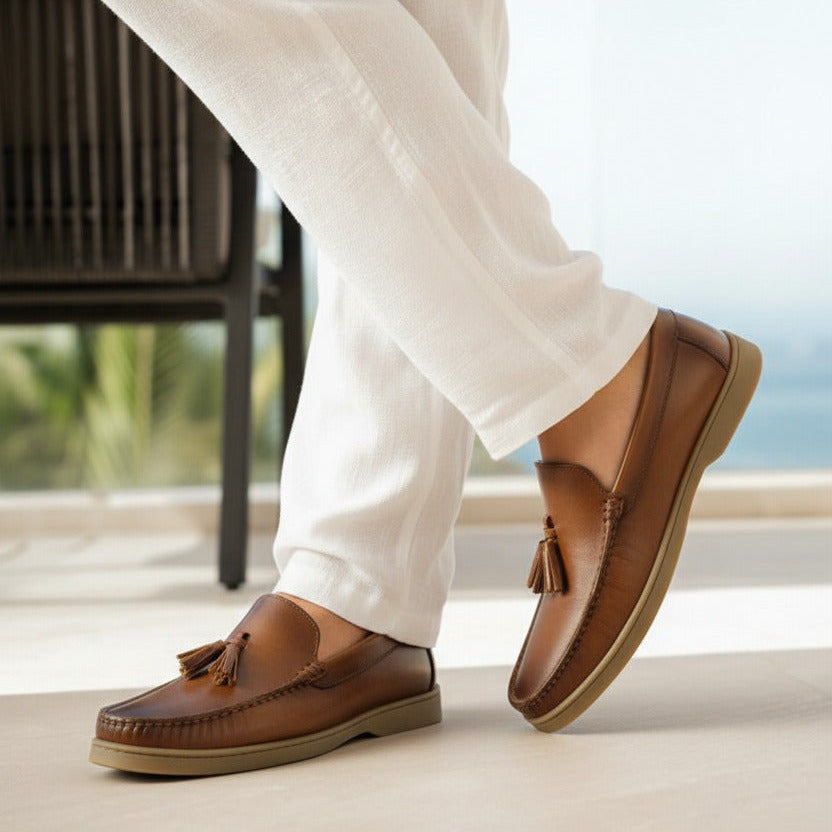 Mocasin de cuero para hombre Antonelo Miel