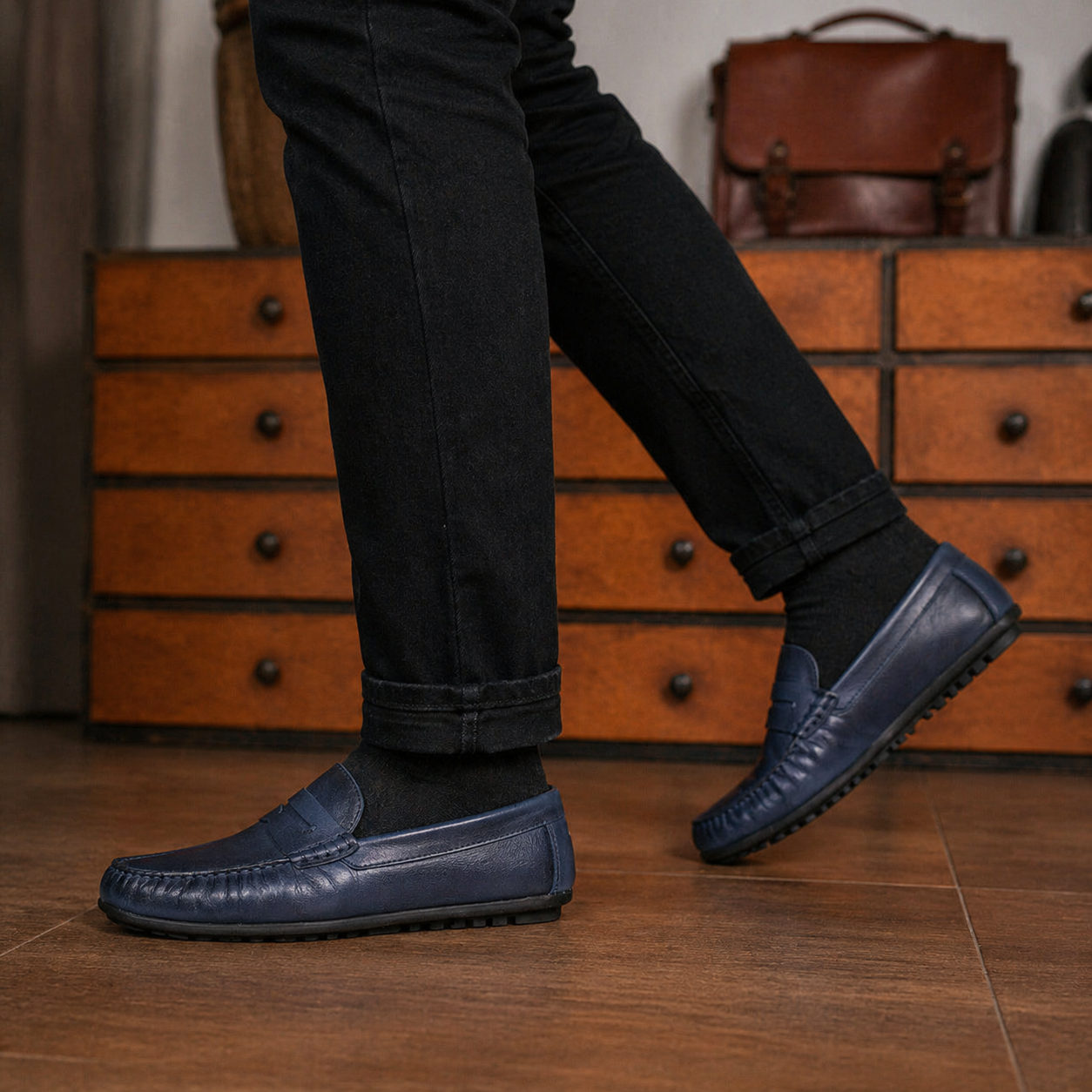 Mocasin Antifaz 8. Azul Espasolado