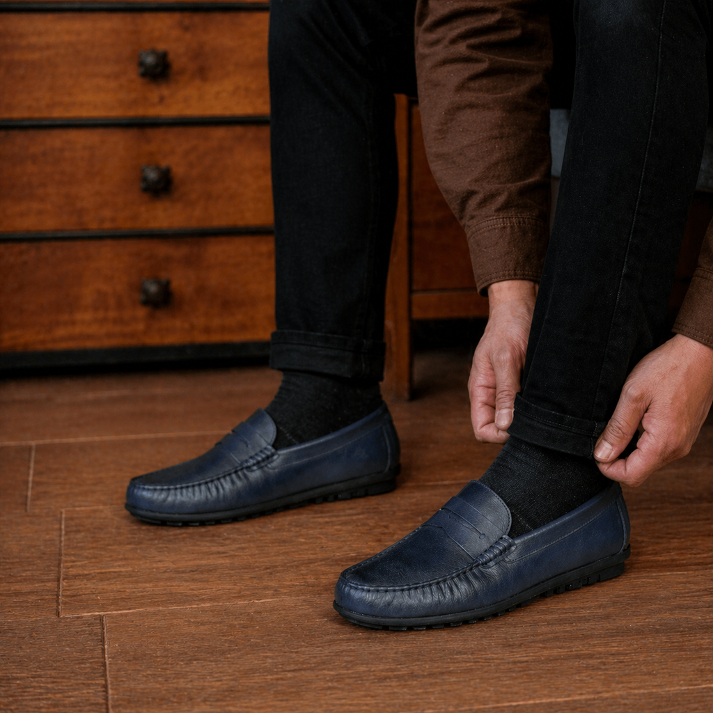 Mocasin Antifaz 8. Azul Espasolado
