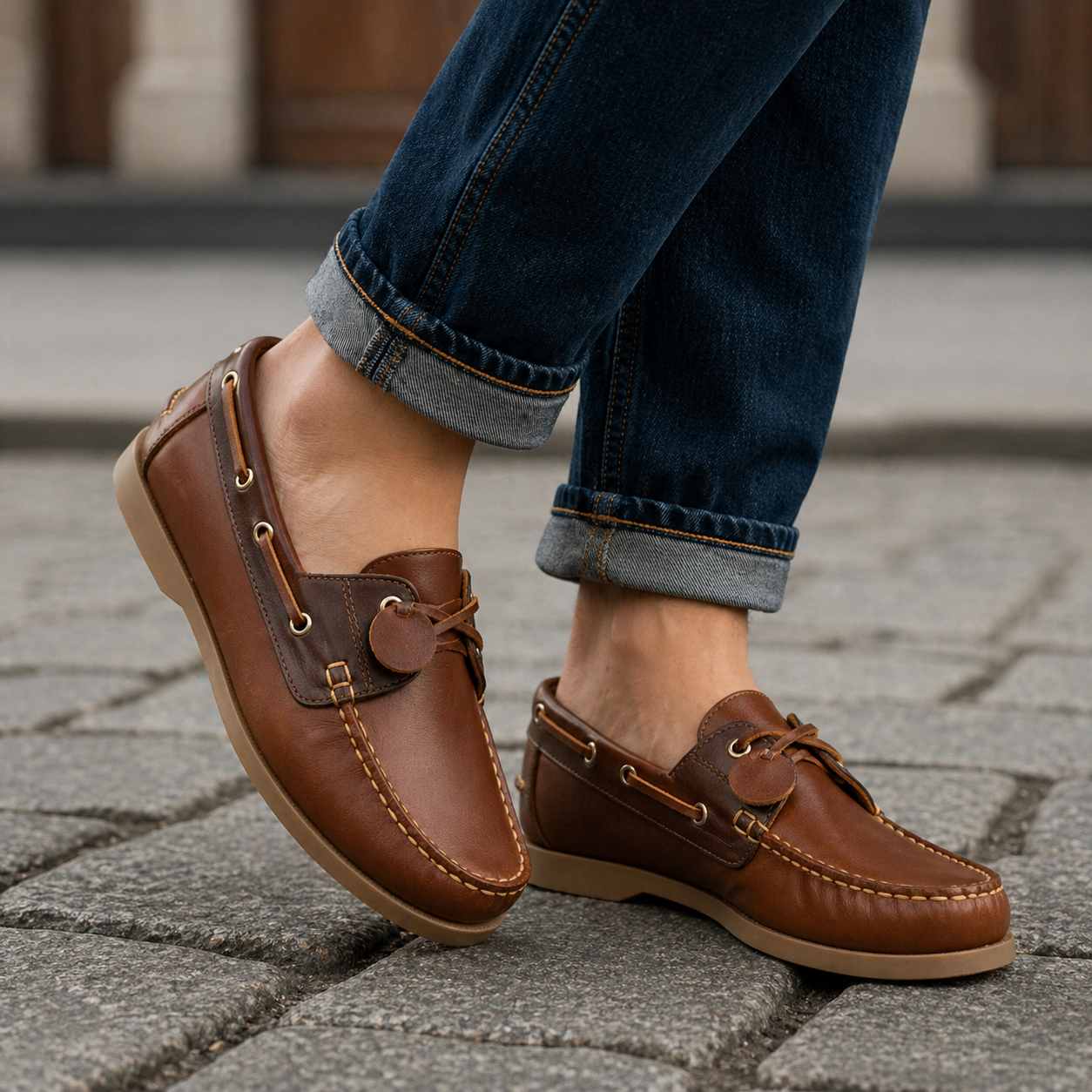 Mocasin Apache Combinado 13. Miel x Cogñac Brillo