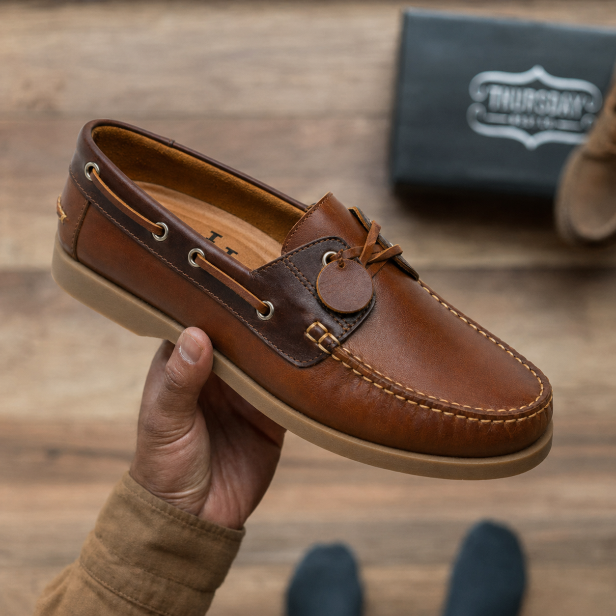 Mocasin Apache Combinado 13. Miel x Cogñac Brillo