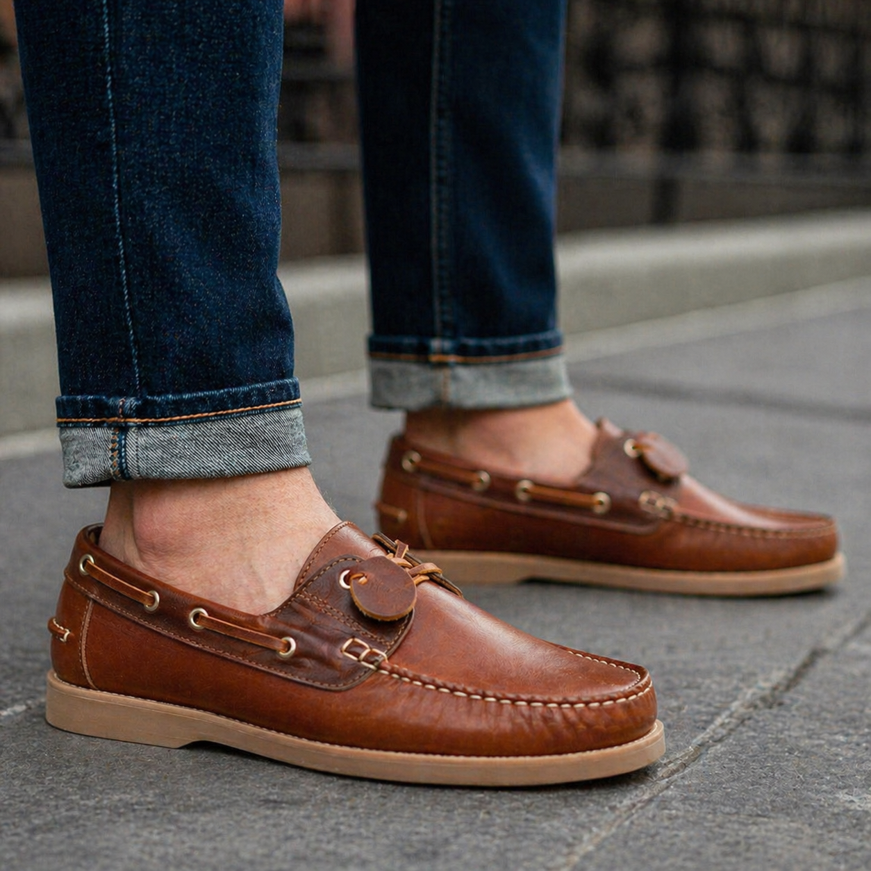 Mocasin Apache Combinado 13. Miel x Cogñac Brillo