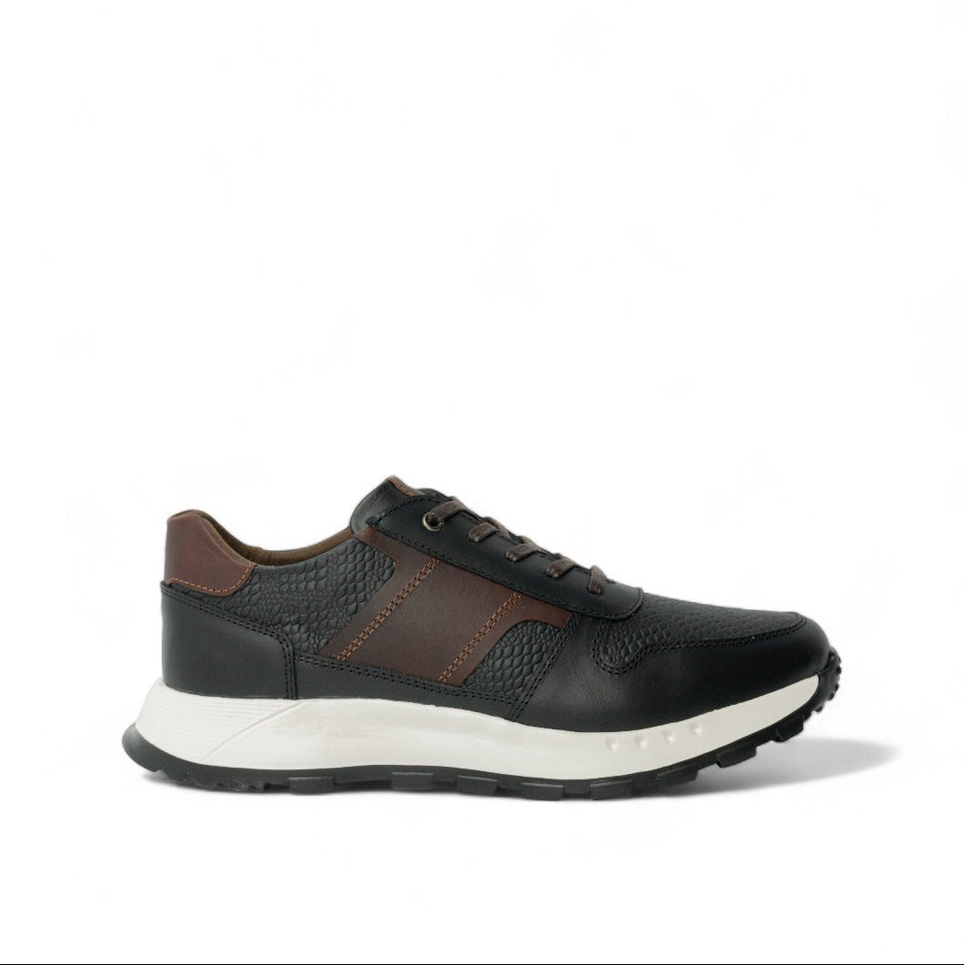 Tenis de cuero para hombre Dominik Negro x Cogñac