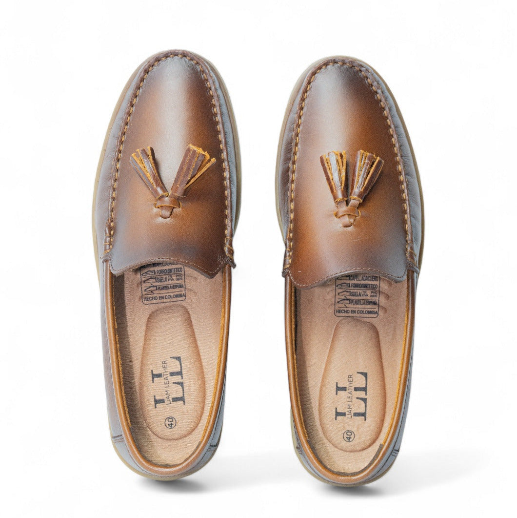 Mocasin de cuero para hombre Antonelo Miel