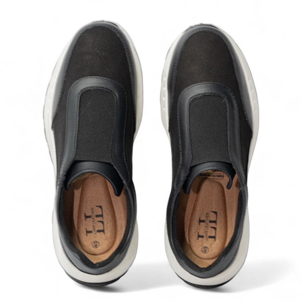 Tenis de cuero para hombre Thiago Negro