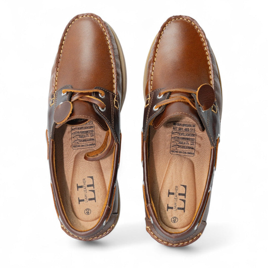 Mocasin Apache Combinado 13. Miel x Cogñac Brillo